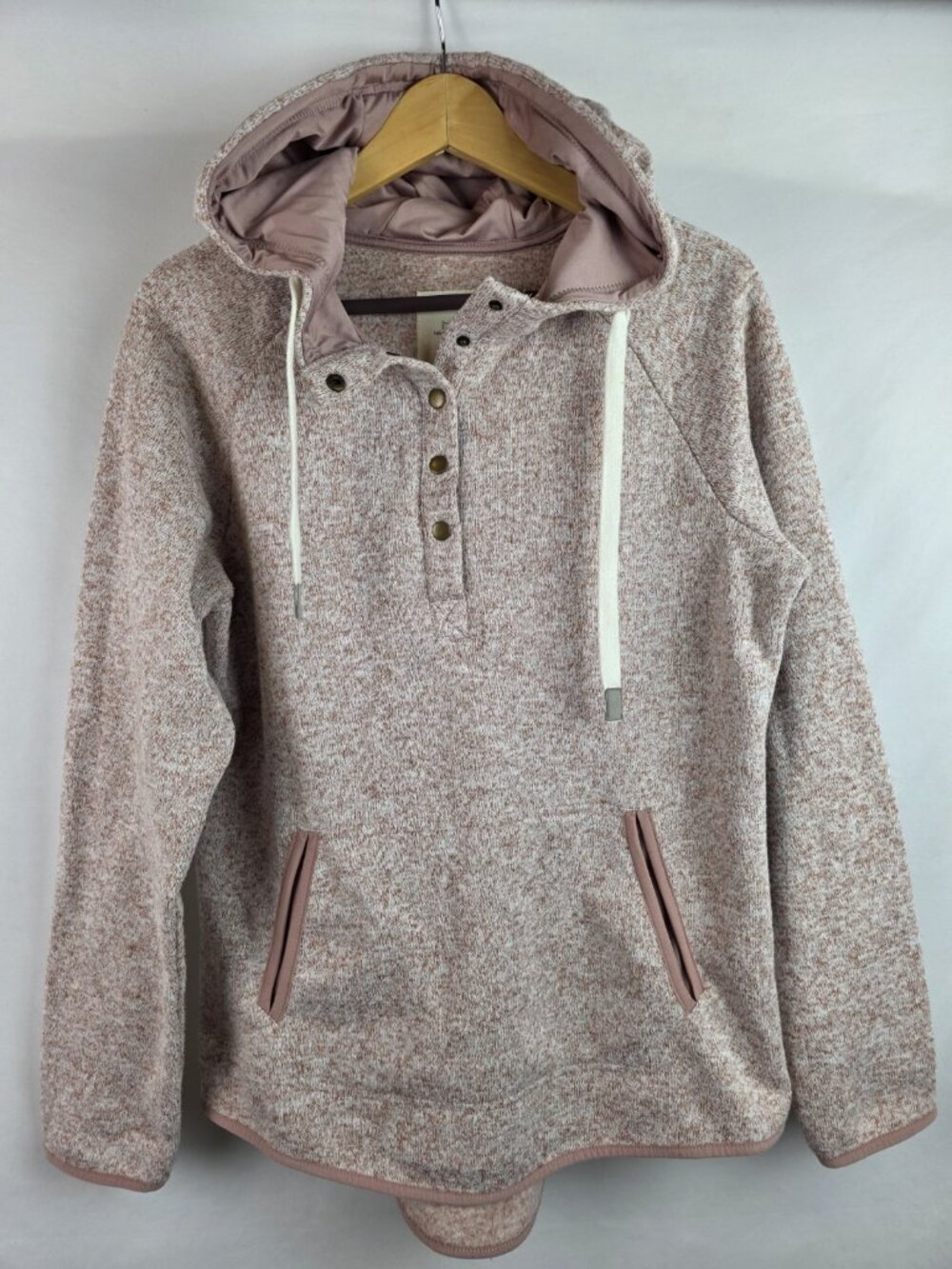Thread & Supply Women's Hoodie Size Large Pink Fleece Hooded Sweatshirt Top